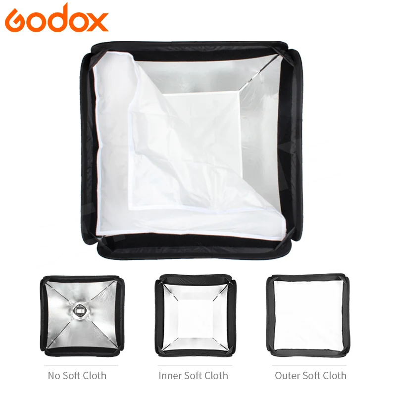 Godox 60 x 60 cm Bliskavica Speedlite Softbox + S vrsta Nosilec Bowens Mount Kit z 2m Lahka Stojalo za Fotoaparat z Bliskavico