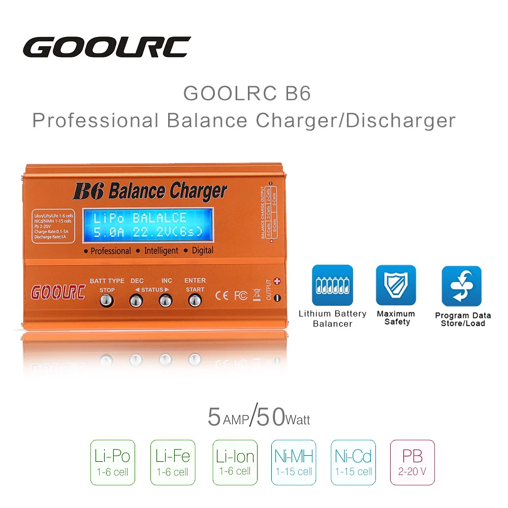 GoolRC Original RC Brnenje Deli B6 Mini Multi-funkcionalno Ravnovesje Polnilnik Discharger za LiPo Lilon Življenje NiCd, NiMh, Pb Baterije