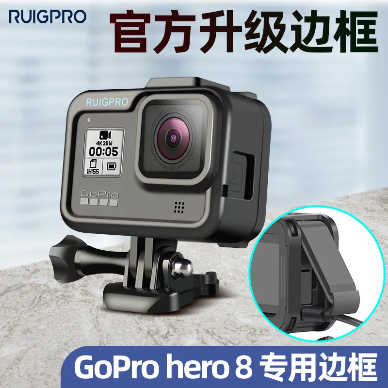 GoPro hero 8 digitalni fotoaparat okvir strani, odpiranje je lahko vertikalni, streljanje in polnjenje zaščitni lupini z nastavek gopro8 dodatki