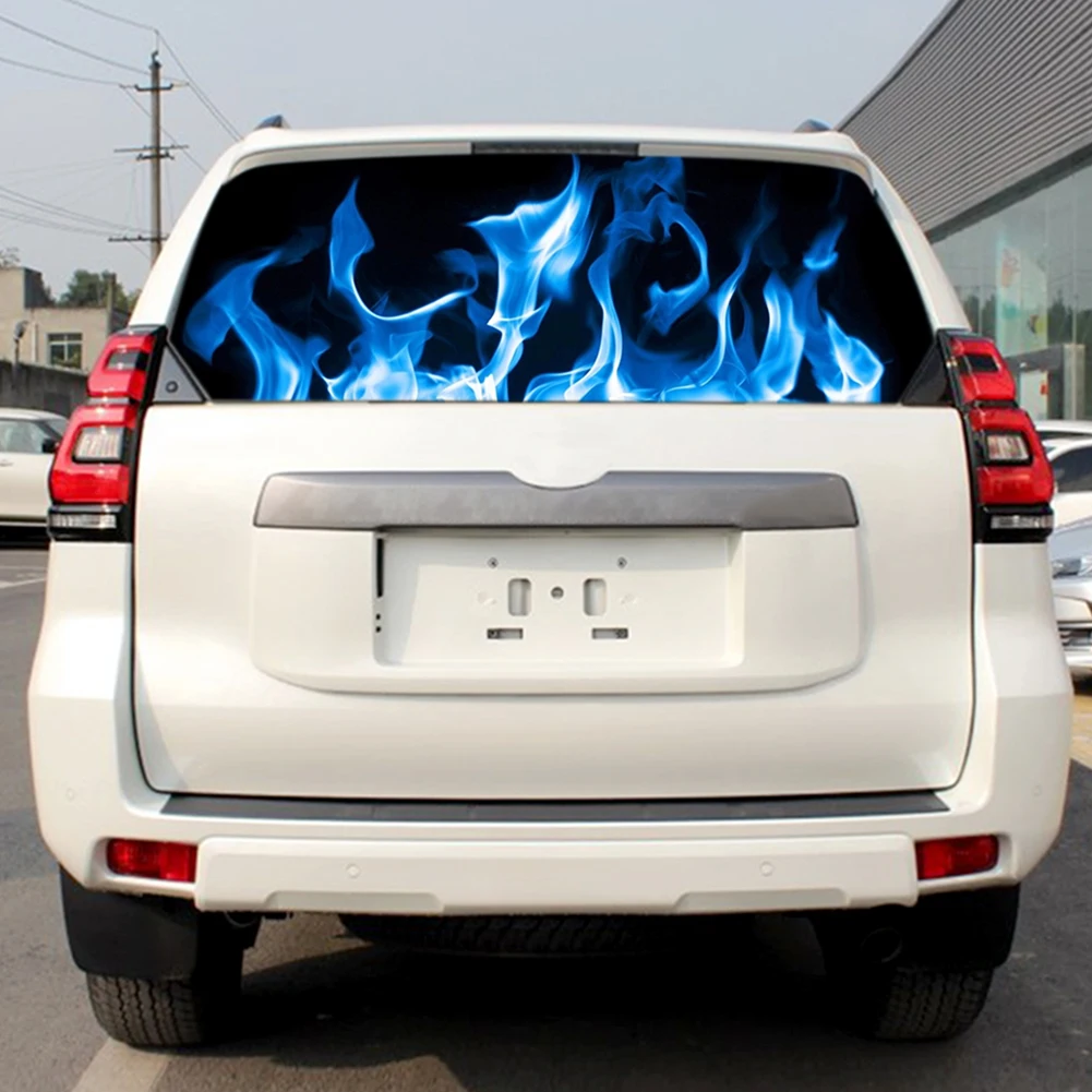 Gorenja modri plamen totem avto zadnje okno nalepke tovornjak SUV usnje risanka nalepke avto notranja oprema