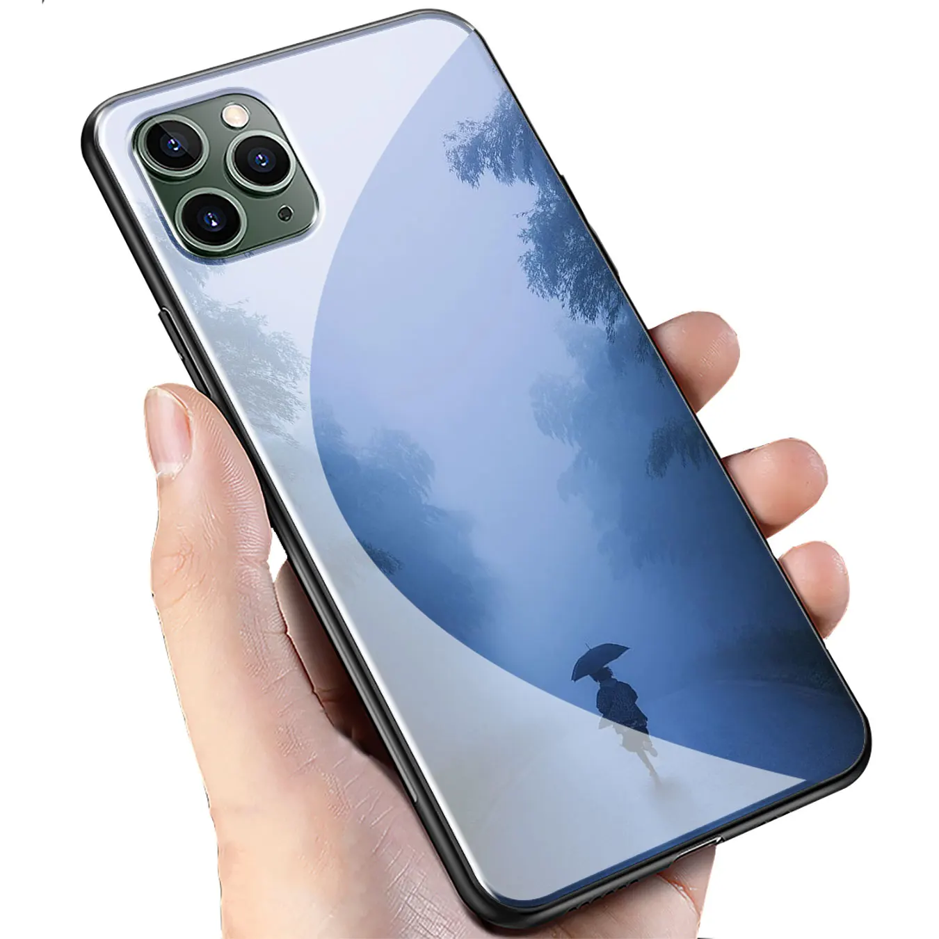Gorski Gozd Oblaki, Kaljeno Steklo Kritje za iPhone 11 Pro XR X XS Max 7 8 6 6s Plus 5S SE 2020 Primeru Telefon