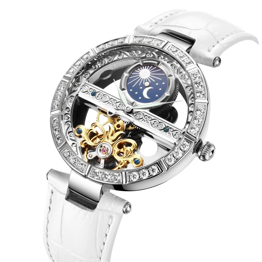 Gospa Moda Izdolbla-out Glasbe Simbol Automatic Mehanski Lady Watch