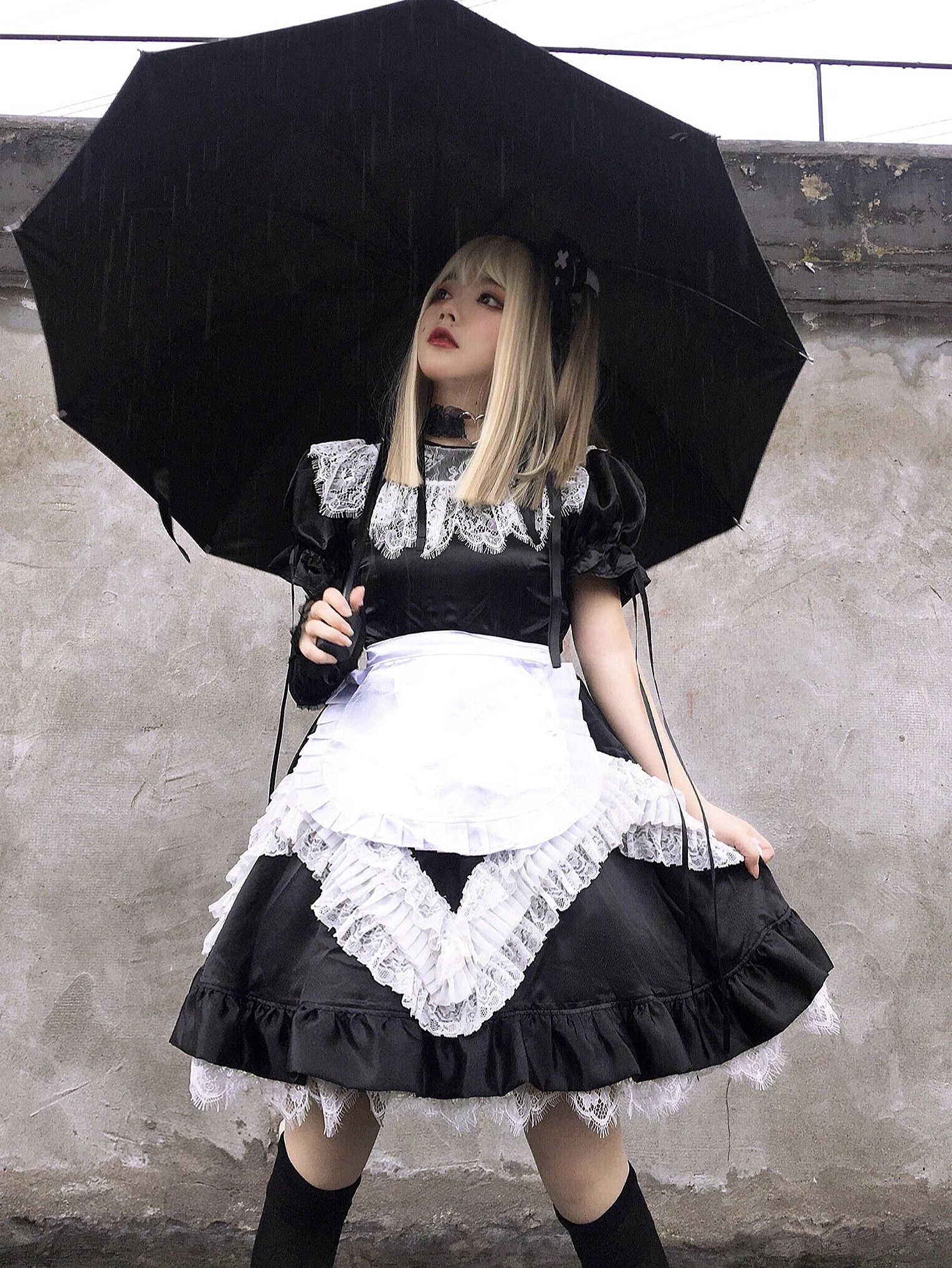 Gothic Devica Lolita Obleko Kratko Sapo Rokav Čipke Ruffles Črno Bel Obliž Žogo Obleke Sodišče Kratek Mini Obleke Vestidos Femme
