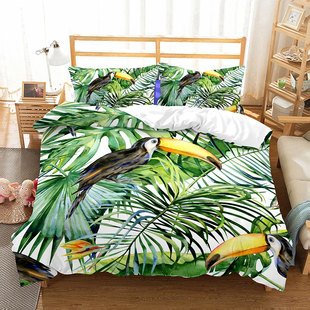 Gozdne ptice 3d posteljnina nabor luksuzni kaktus tolažnik posteljnina določa lubenica posteljo nastavite rjuhe kritje komplet otroške posteljnine kraljica posteljno perilo