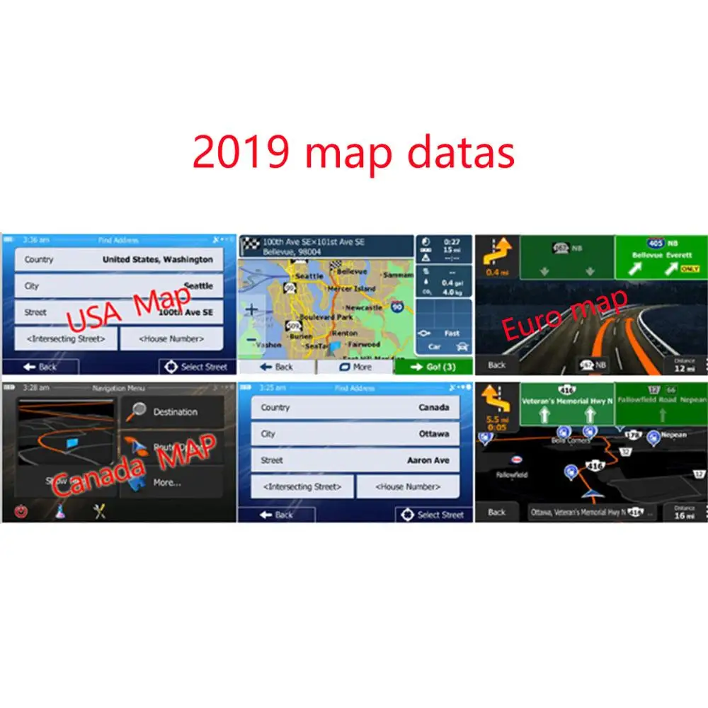 GPS pribor 16G gps zemljevidi sd 2019 najnovejši Zemljevid za WinCE avto gps navigacijski zemljevid Evrope/Rusija/USA/CA/AU/Izrael Avto gps zemljevid