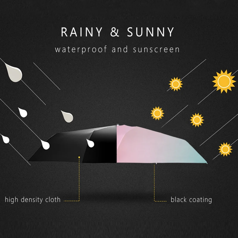 Gradient Barve Jasno, Dežnik in Majhen Mini Žep Dekleta Dežniki Dež Ženske 8K Windproof Sun Protect Dežnik Proti UV Suncobran