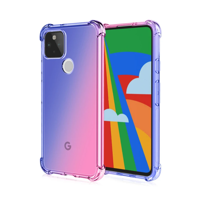 Gradient barve Shockproof Primeru Telefon za Google slikovnih pik 5 pixel 4A 5 G Pixel 4 XL silikonska Mehko TPU Pregleden Hrbtni Pokrovček coque