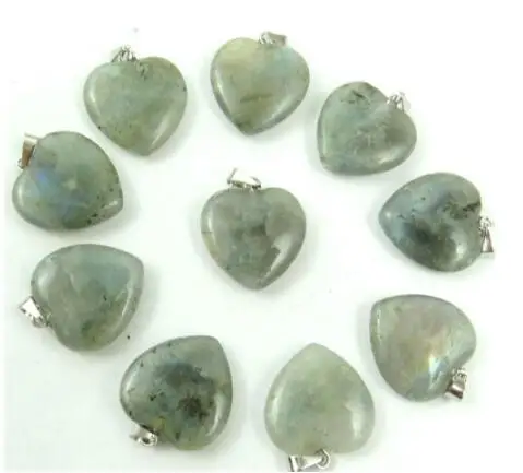 Groothandel Raznoliko 20 mm natuurlijke labradoriet steen lapis Opaal tijgeroog mešani čare hart obešalniki voor sieraden maken 24pcs
