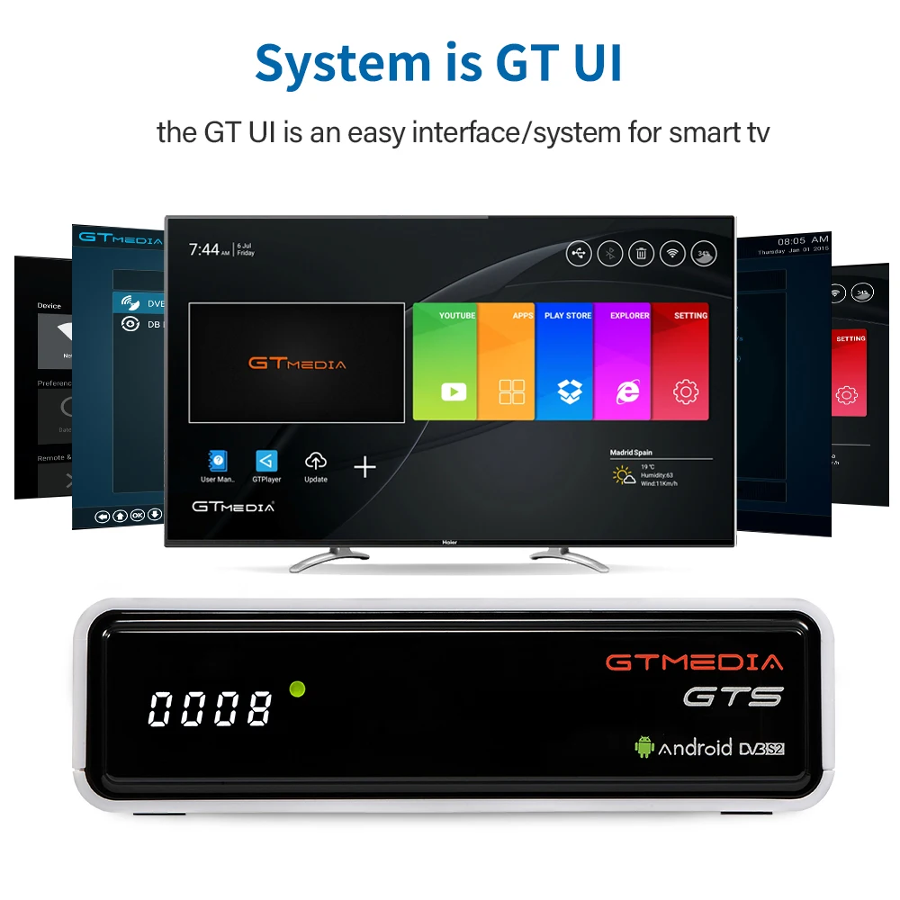 GTmedia GTS Android 6.0 4K TV BOX Combo DVB-S2 Satelitski Sprejemnik in Dekoder 2 gb RAM 8 GB ROM Amlogic S905D BT4.0 Smart Set Top box