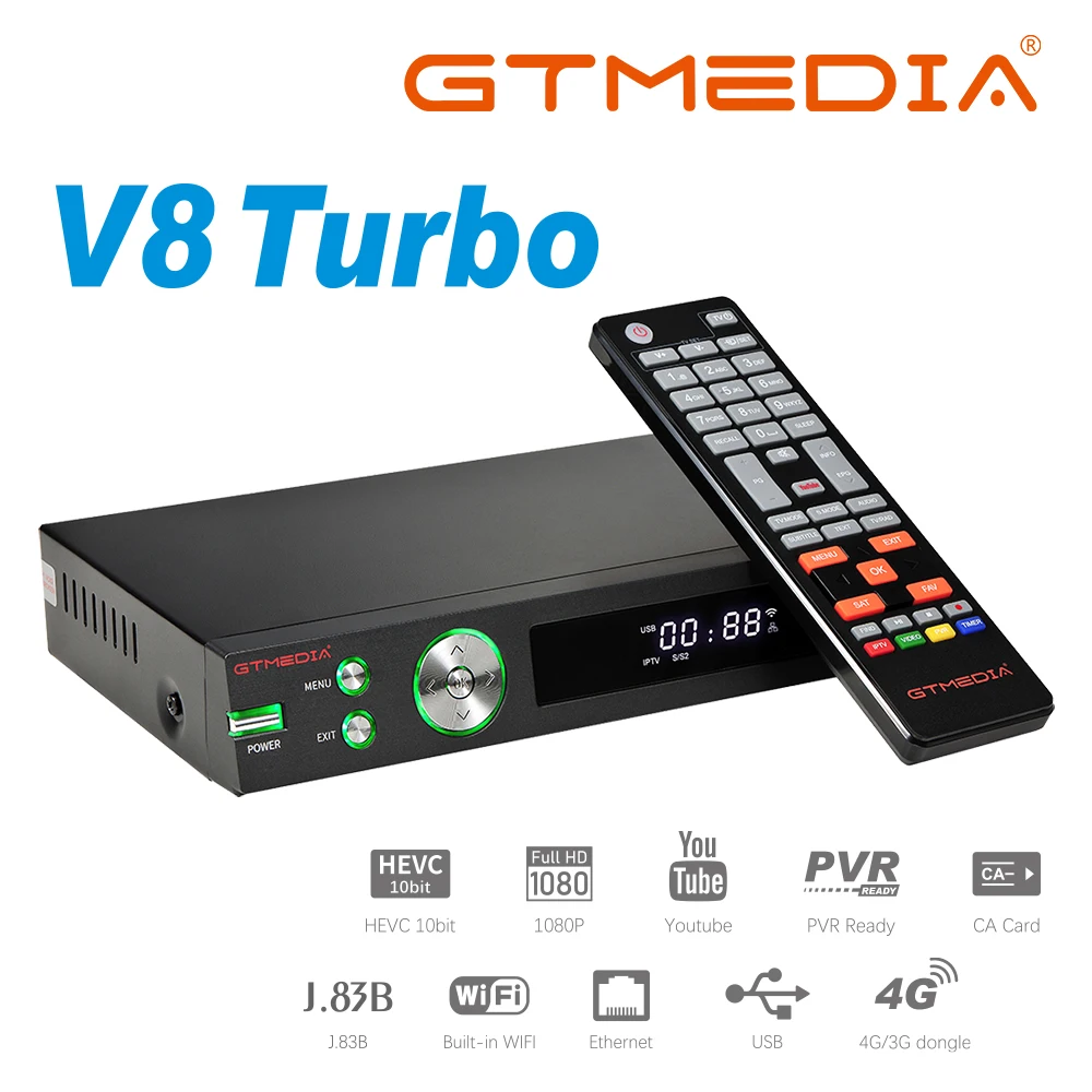 GTMEDIA V8 Turbo DVB-S2/S2X/T2/Cable/J. 83B Satelitski Sprejemnik H. 265 Full HD, Vgrajen WiFi Youtube Android TV Box nadgradnjo V8 Pro2