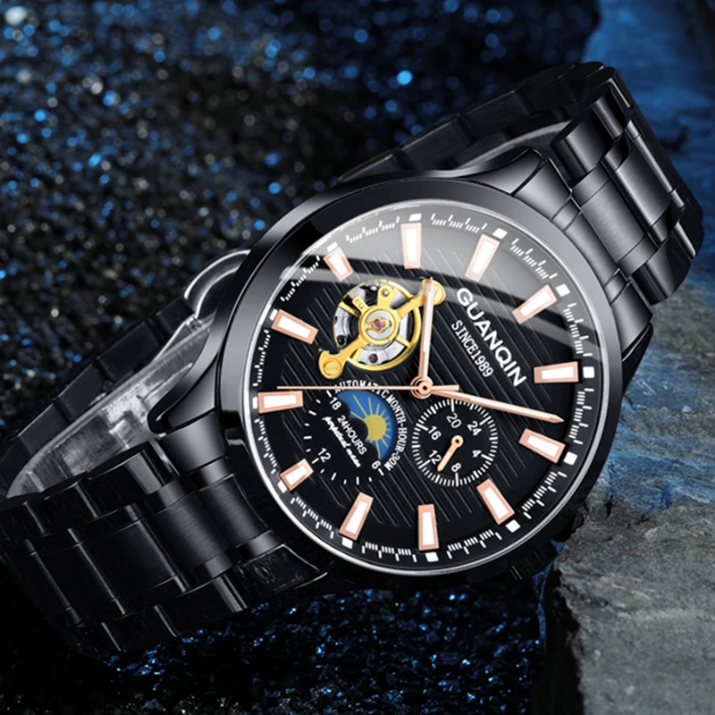 GUANQIN 2019 samodejni watch ura moški nepremočljiva iz nerjavečega jekla mehanske top blagovne znamke luksuzni okostje watch relogio masculino Y