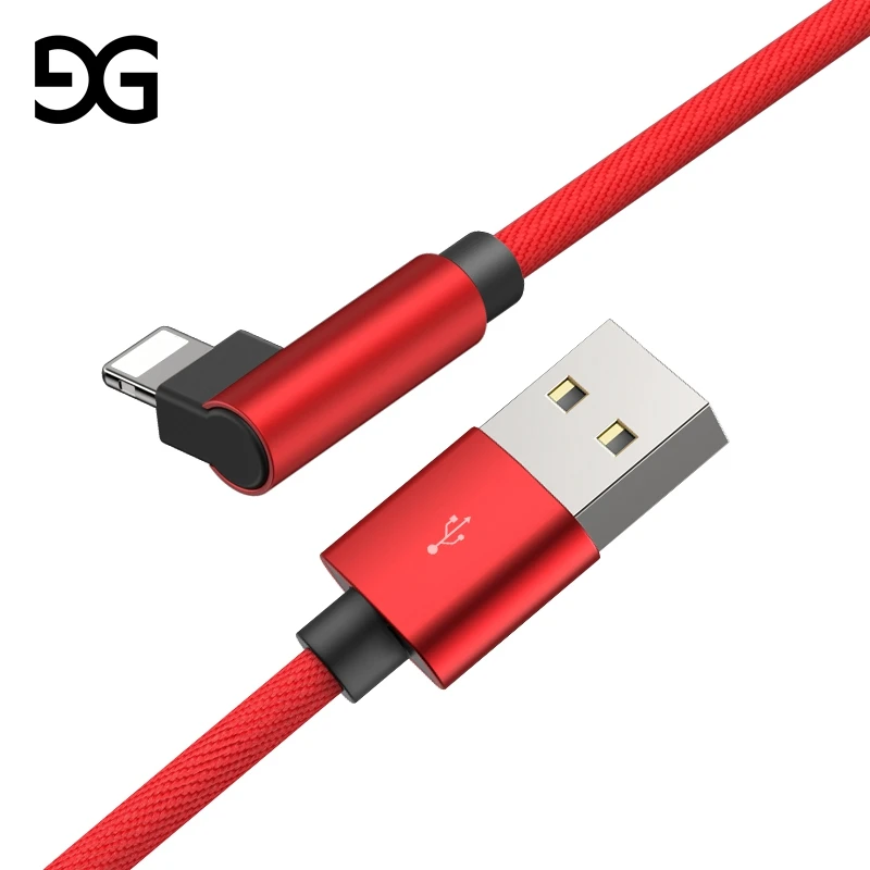 GUSGU Upogibanje Kabel za iPhone X USB 90 Stopinj 2A Hitro Polnjenje USB Kabel za iPhone plus 8 7 plus 6 5 5 Kabel Polnilnika