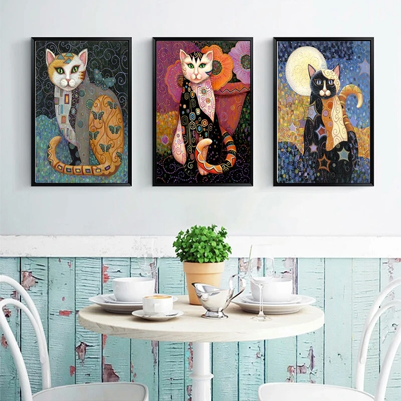 Gustav klimt, ki jih Slavni Slike Živali Mačka Platno Slikarstvo Plakatov in Fotografij Stenskih slikah, Cuadros Dnevni Sobi Doma Brez Okvirja