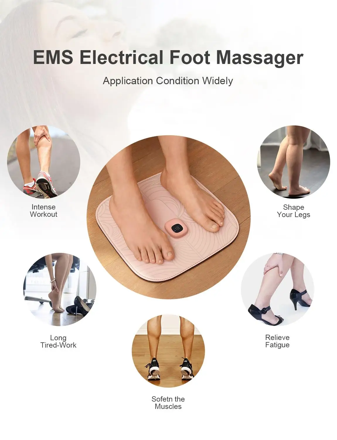 GX.Difuzor Električni EMS Stopala Massager Noge, Telo Mišični Stimulator Masaža Mat ABS Fizioterapija Brezžični DESET Stopala Vibrator