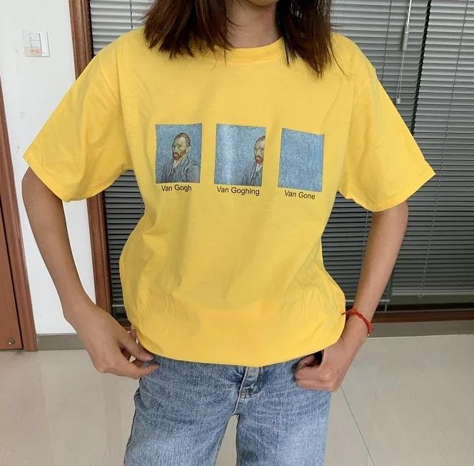 HAHAYULE-JBH 1PCS Tri Slike Umetnosti Tees Mi Umetnosti T Shirt Unisex Van Gogh Van Goghing Van Šel Meme Smešno T-Shirt Hipsters
