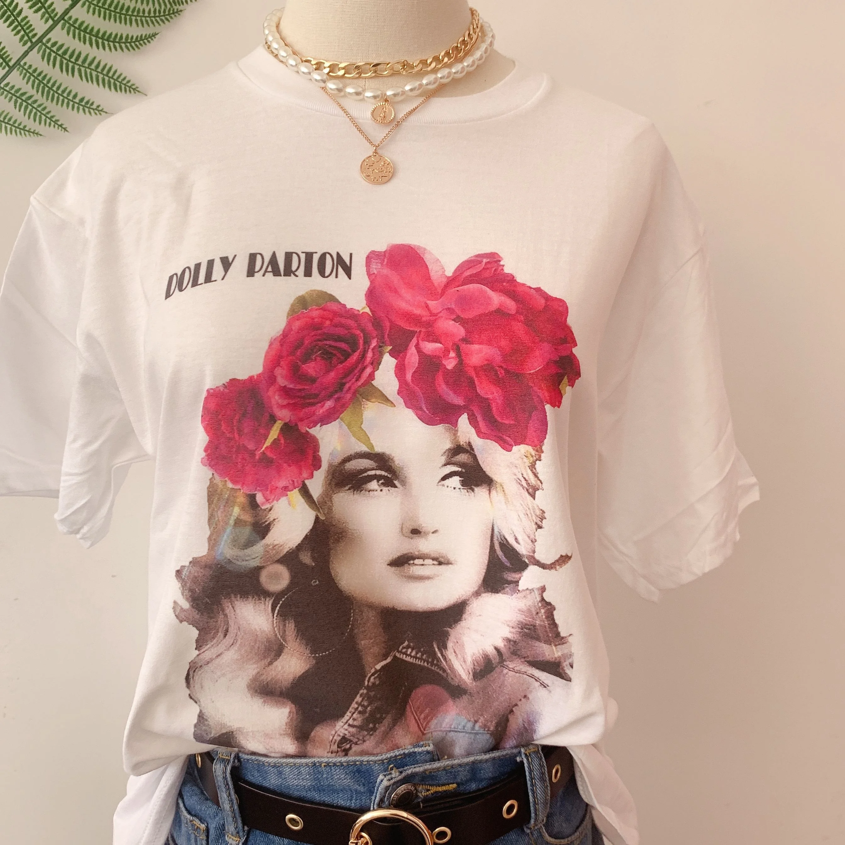 HAHAYULE-JBH Dolly Parton Umetnosti Print Majica s kratkimi rokavi Ženske Vintage Moda Country Glasbe Tee Lepe Dame Vrh