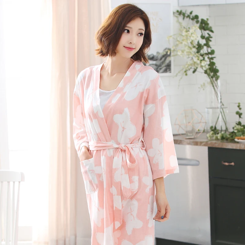 Haljo + Hlače 2PC bombaž modal ženske pižame določa seksi kopalni plašč pomlad poletje ženski zdravilišča haljo cvetlični kitajski kimono M-XXXL