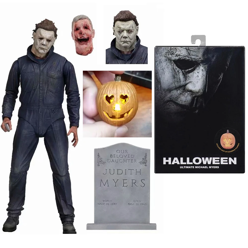 Halloween Grozljivk John Carpenter je Bishoujo Kip Ultimate in Michael Myers Bučna Z Led Luči Akcijska Figura Model Igrače Gif