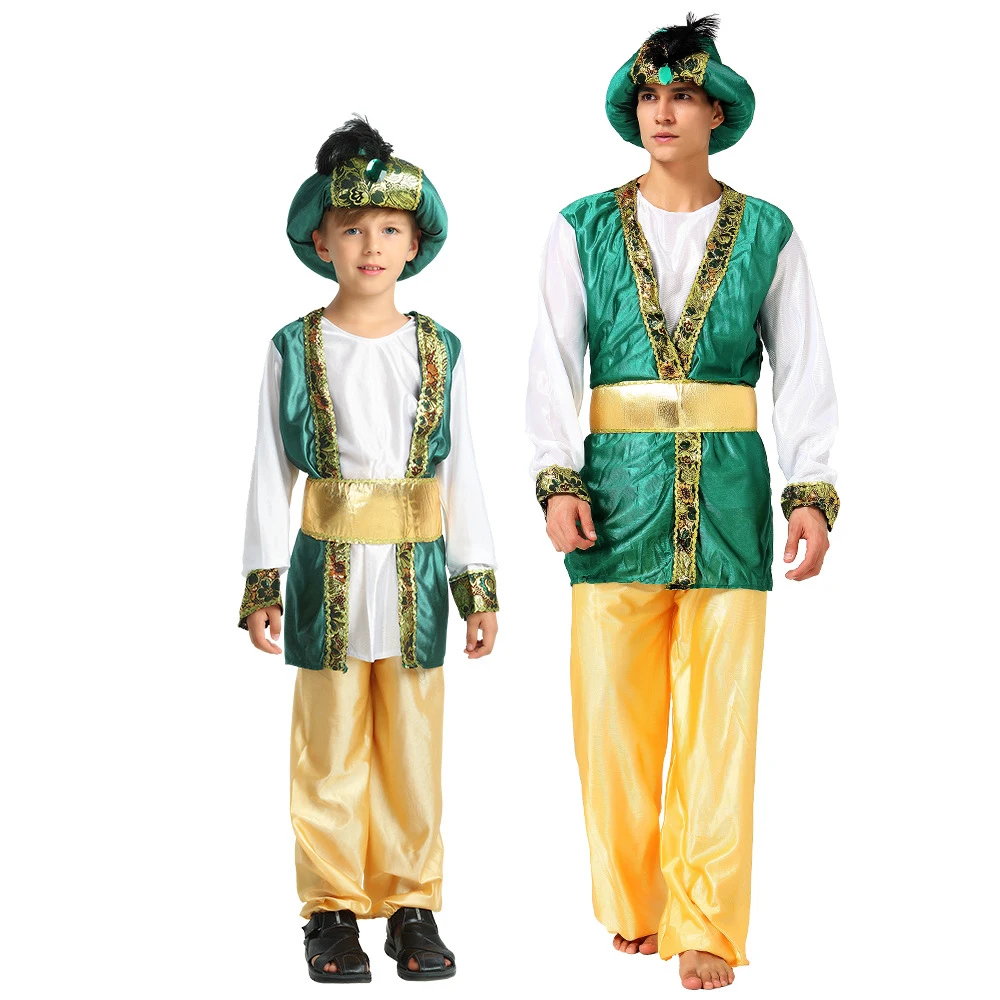 Halloween Oče Otroci Ujemanje Družino Obleke Moške Odrasle FANT Arabski princ Kostum Cosplay oče in sin Carnival Party Obleke