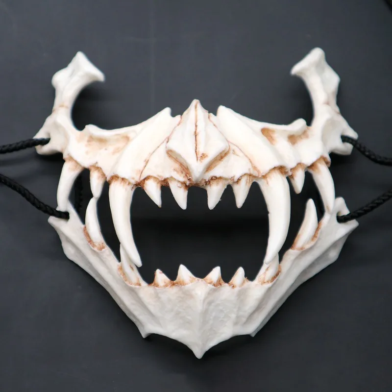Halloween Pol Živalske Maske Smolo Masko Cosplay Dolge Zobe Demon Samurai Smolo Masko Cos Bele Kosti Masko Tengu Zmaj, Tiger Yaksa