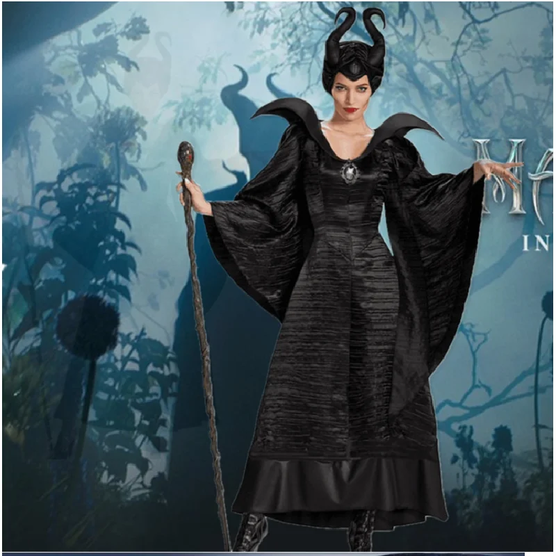 Halloween Zlo Čarovnica Maleficent Kostum Trnuljčica Karneval Cosplay Obleko Odrasle Ženske, Temna Kraljica Fantasia Fancy Oblačenja