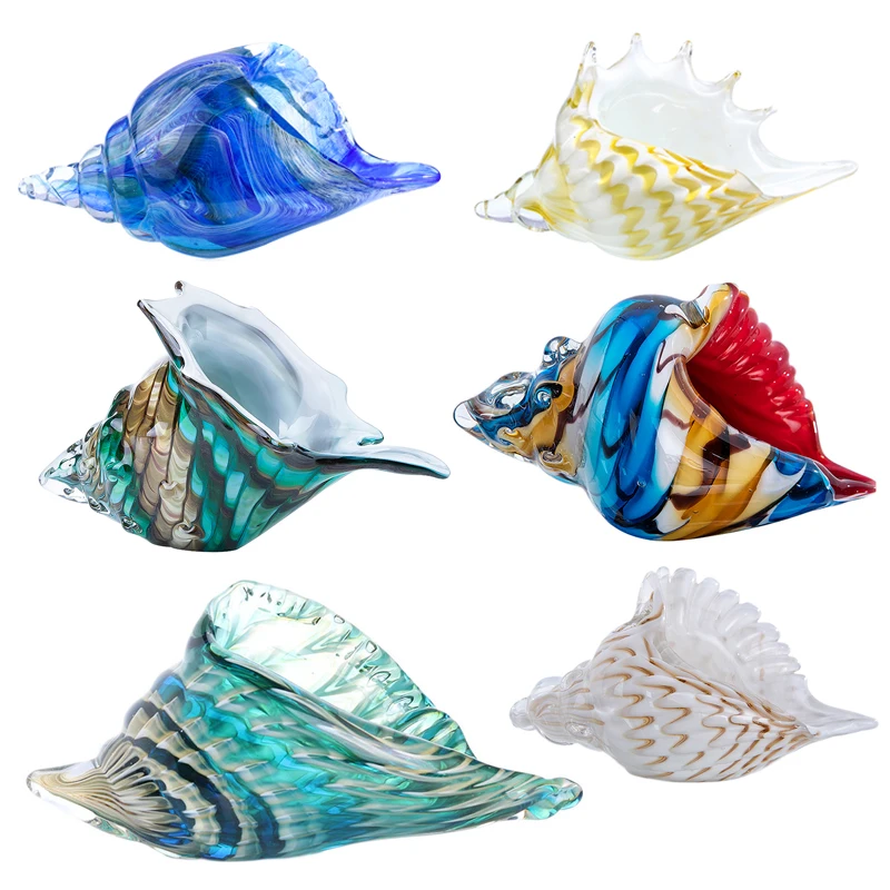 H&D Pihano Steklo Conch Figurice Ročno Umetnost Seashell Doma Obtežilniki Za Zbiranje Poroka Okraski Za Božično Darilo Za Rojstni Dan