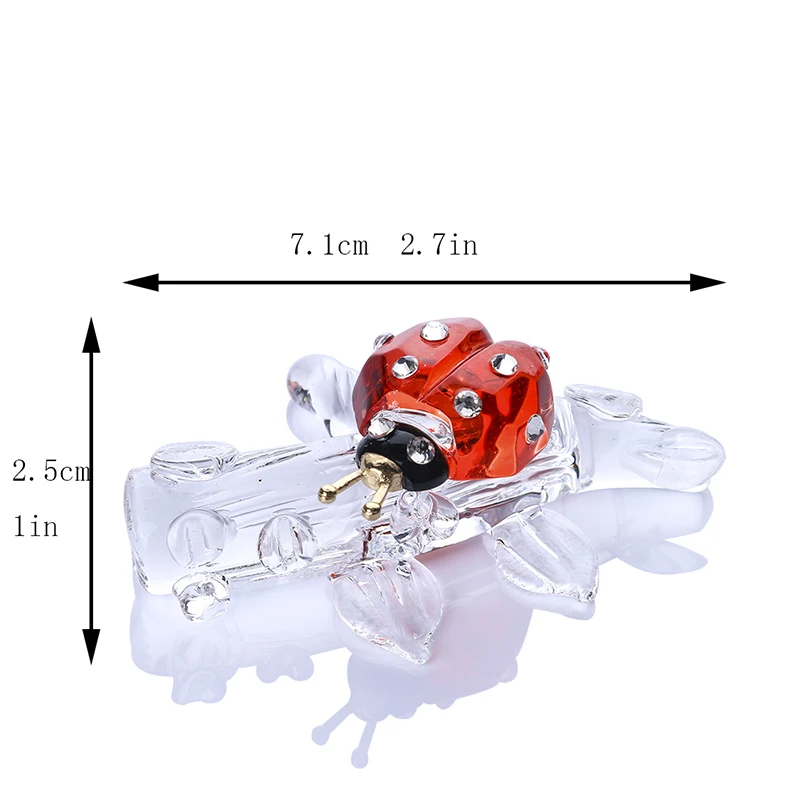 H&D Rdeče Ladybug na Vejo Kristalno Figur Zbirka Rezano Steklo, Ornament Kip Živalskega Zbirateljske Za Namizni Okras Otrok je Dar,