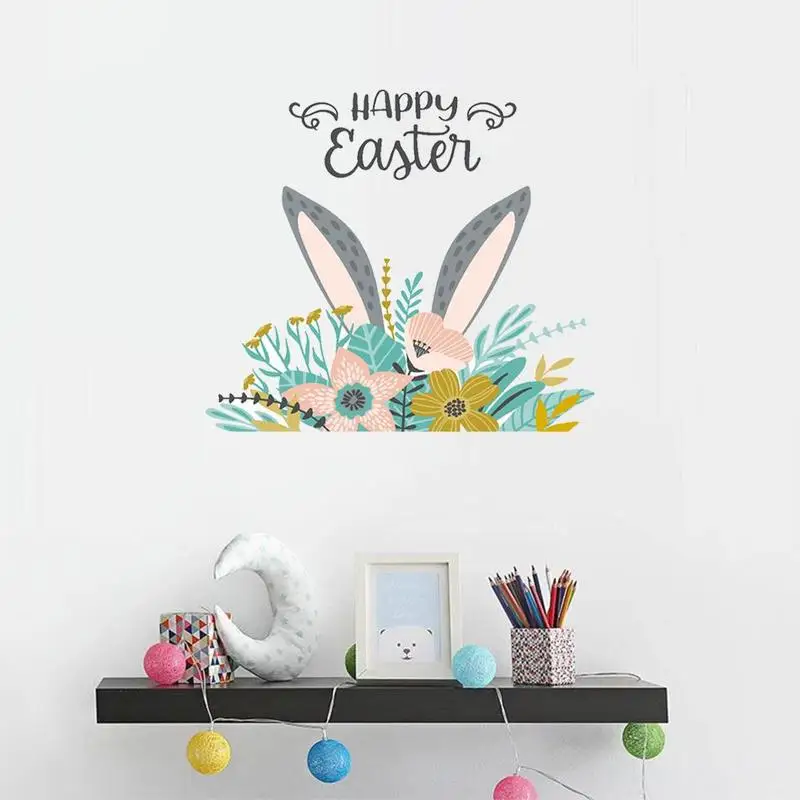 Happy Easter Bunny Egg Elektrostatično Nalepko Steklo Brez Lepila Hladilnik Nalepko Domov Dekoracijo Nakupovalno Središče V Velikonočni Stenske Nalepke