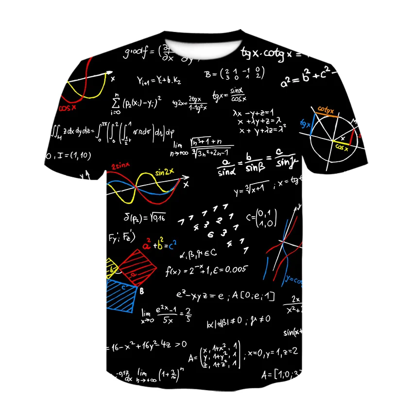 Harajuku Fizika Formula Matematiko majica 3D Tiskanja Moške majice 3D tiskanih Svoboden blagovne Znamke Ulične zabavne majice moške obleke 2020