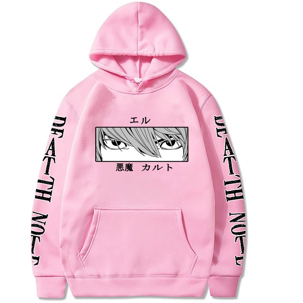 Harajuku Smrti Opomba Unisex Hoodies Japonski Anime L Lawliet Hudič Oči Tiskanih Moški pulover s kapuco Ulične Priložnostne Sweatshirts