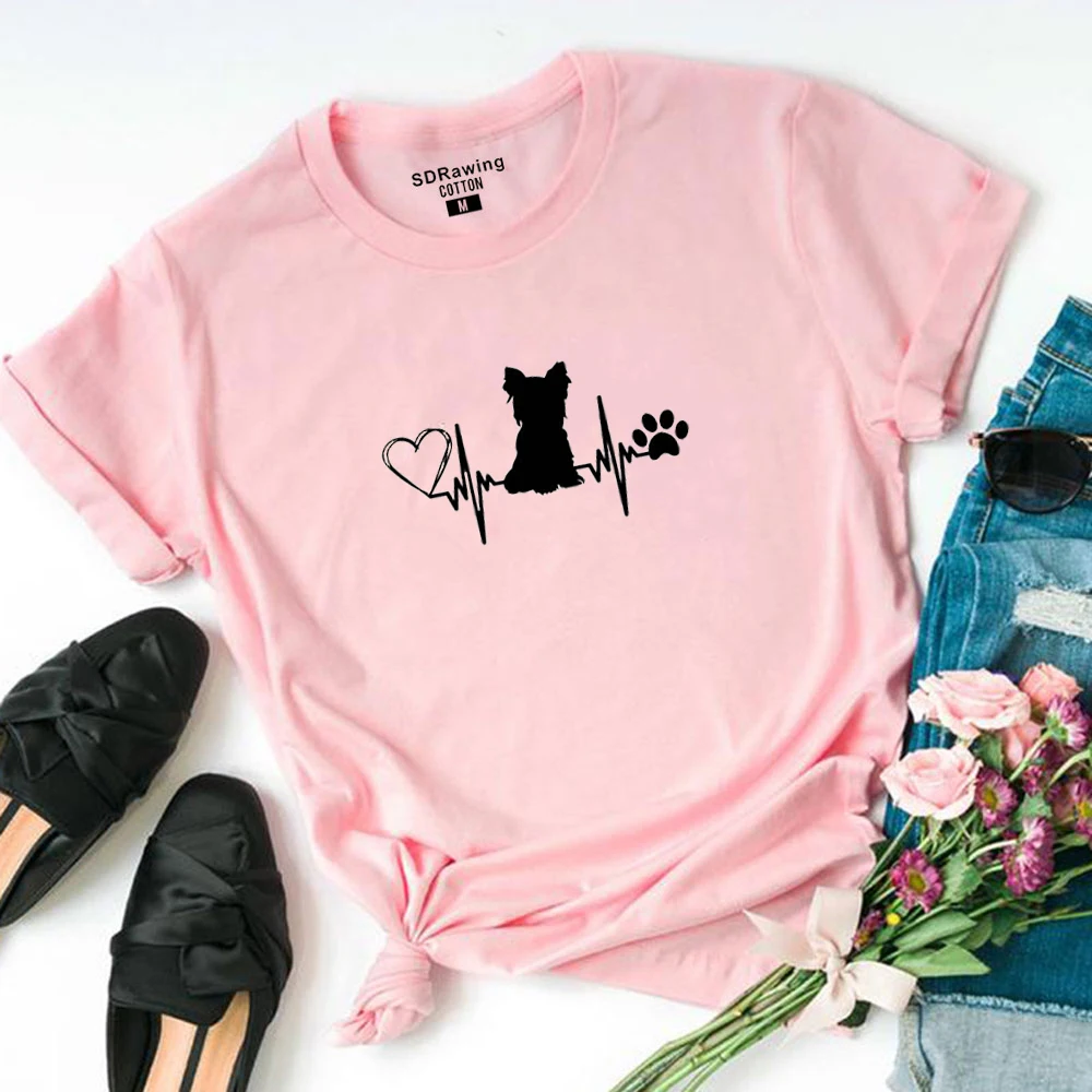 Harajuku Yorkshire Terier Yorkie Pes Mama Smešno Grafični Logotip tees Bombaža T-shirt za pes ljubimec Dekleta Vrhovi Ženska Oblačila