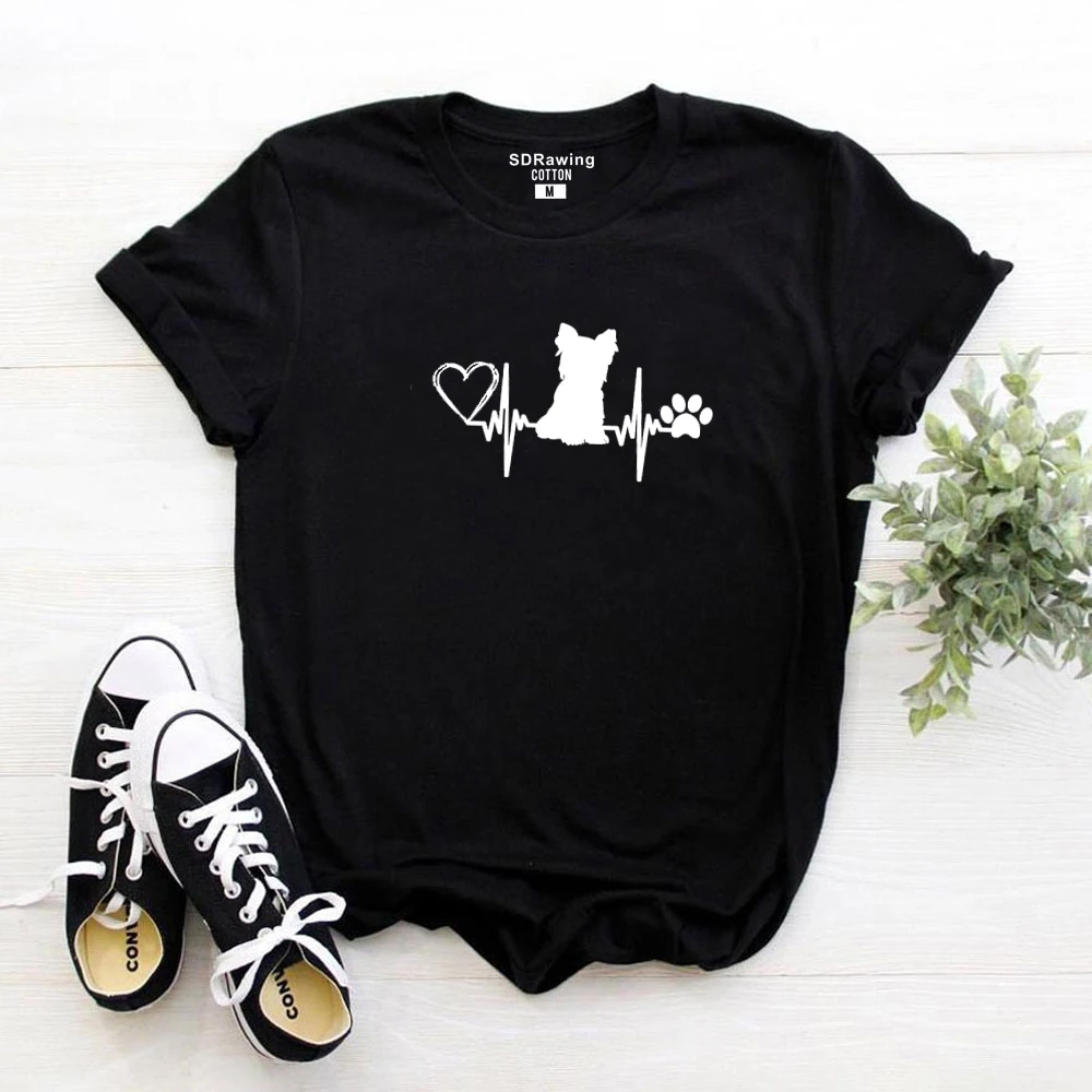 Harajuku Yorkshire Terier Yorkie Pes Mama Smešno Grafični Logotip tees Bombaža T-shirt za pes ljubimec Dekleta Vrhovi Ženska Oblačila