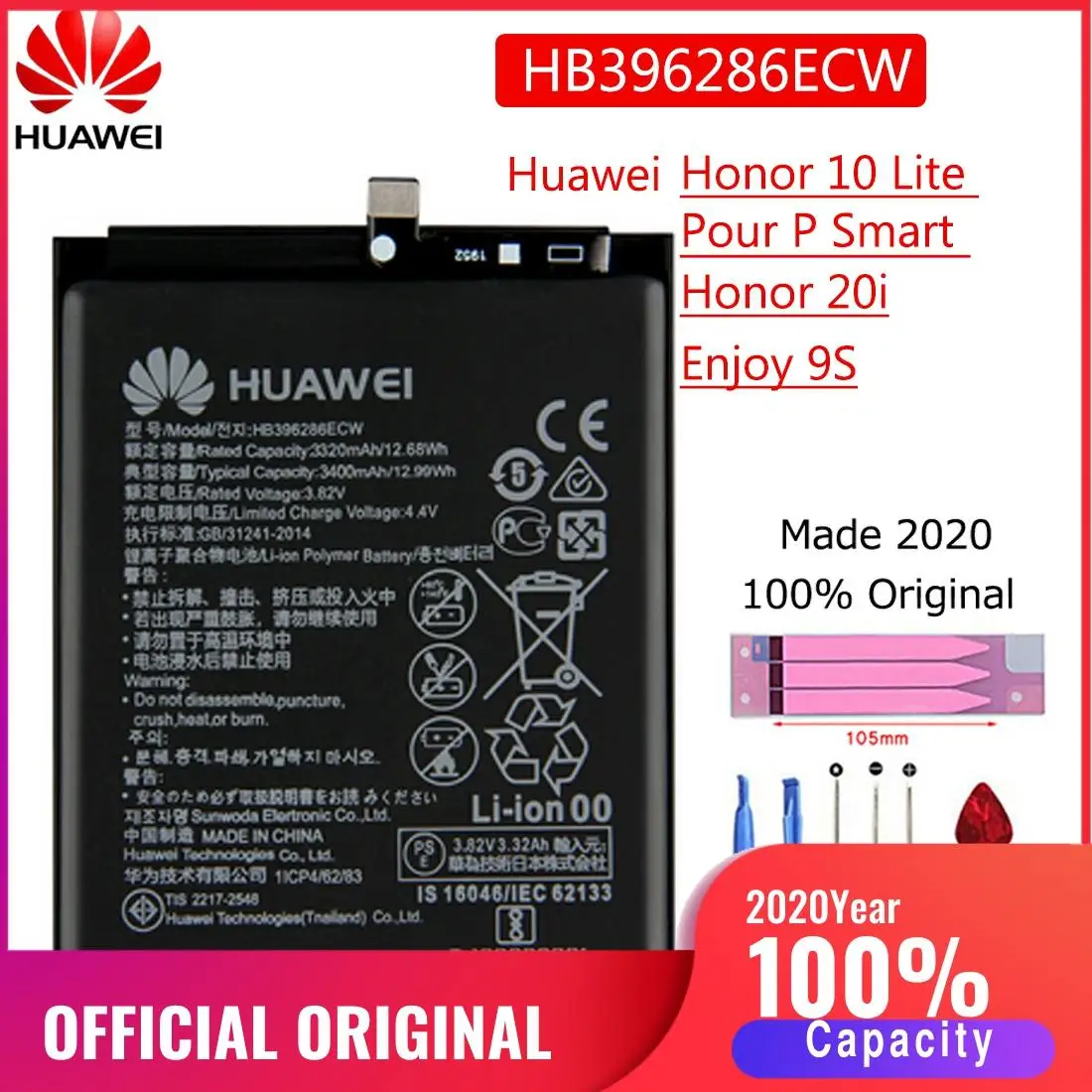 HB396286ECW Originalne Baterije Za Huawei Honor 10 Lite Honor10 Lite Pour P Smart 2019 Čast 20i Uživajte 9S Zamenjava Bateria