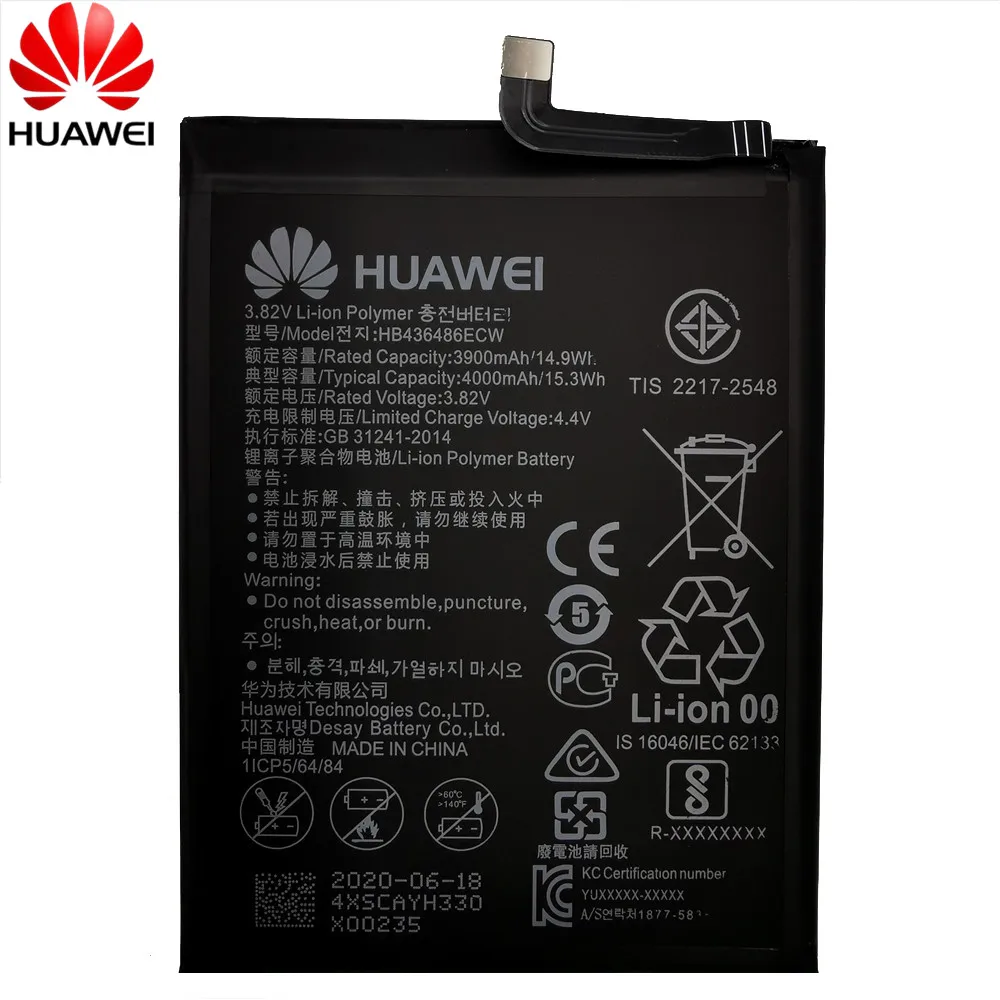 HB436486ECW Originalne Nadomestne Baterije Telefona Za Huawei Mate 10 /10 Pro / Mate 20 /P20 Pro /Čast view20 4000 mah Baterije