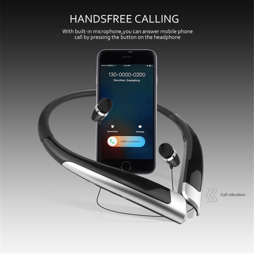 HBS-1100 Stereo Bluetooth Slušalke Binaural Strani-brezplačno Neckband Slušalke Mini Brezžične Slušalke