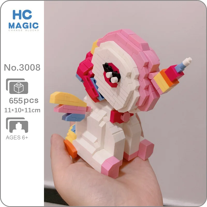 HC 3008 Risanka Mavrica Konj Sit Živali, Hišne živali, 3D Model 655pcs DIY Mini Diamond Bloki, Opeke Stavbe Igrača za Otroke, št Polje