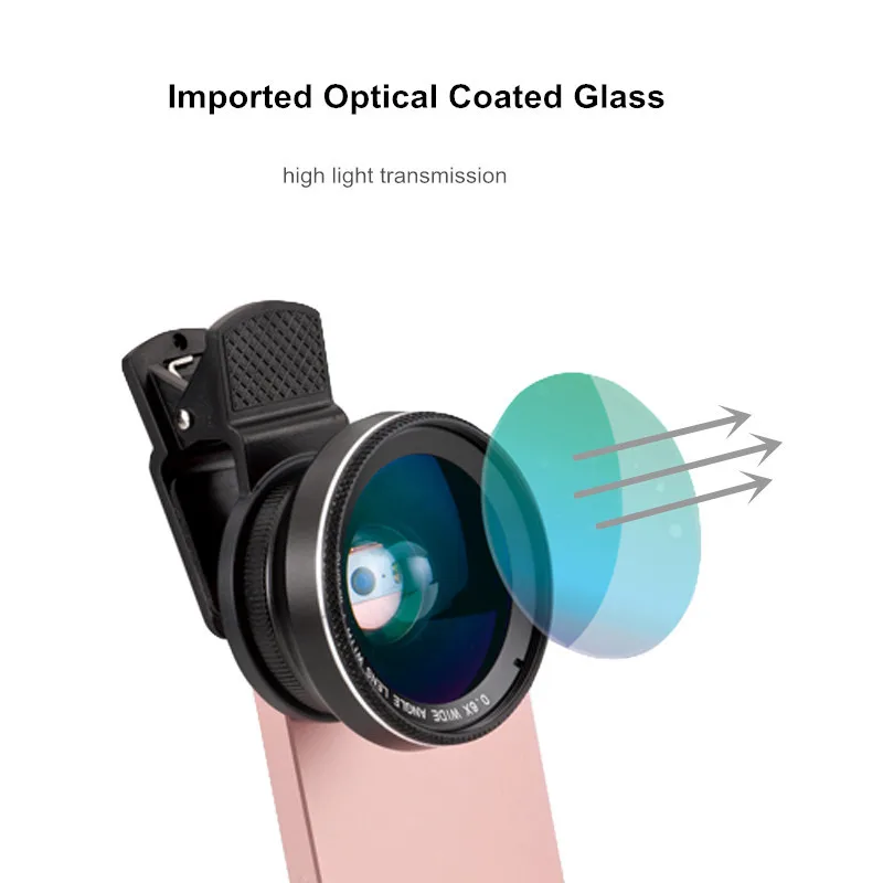 HD Strokovno Optično Steklo, Mobilni Telefon Objektiv Za 0,6 X 0.45 X Super širokokotni 15X Makro Leč Kamere za iPhone, Android Lentes