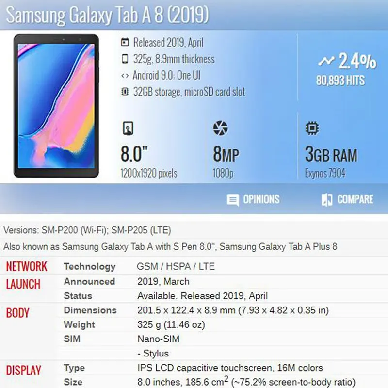 Heavy Duty Stojalo Plastike ShockProof Oklep Ohišje Za Samsung Galaxy Tab A 8.0 2019 SM P200 P205 Tablet Zaščitna torbica + Film