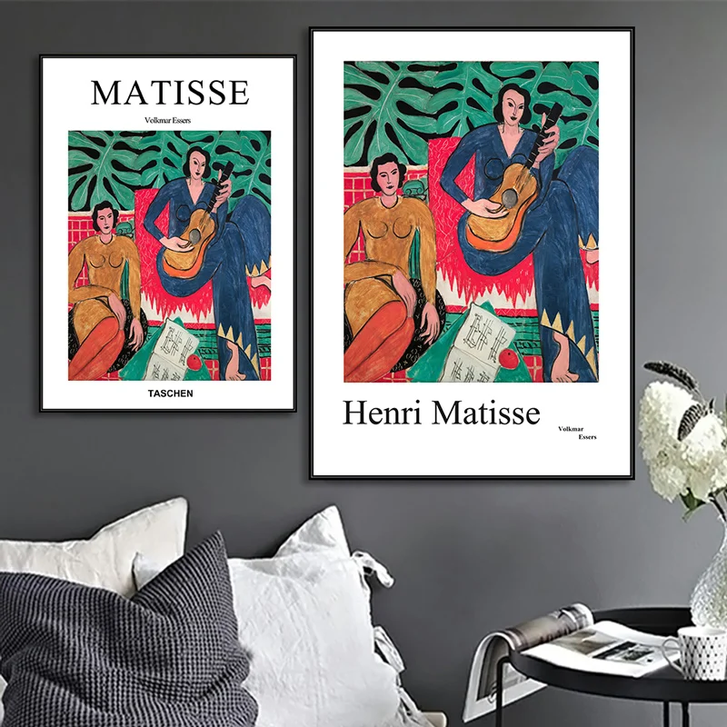 Henri Matisse Taschen Modi Plakatov In Fotografij Kitara Dekle Portret Wall Art Platno Barvanje Slike Za Dnevni Sobi Doma Dekor
