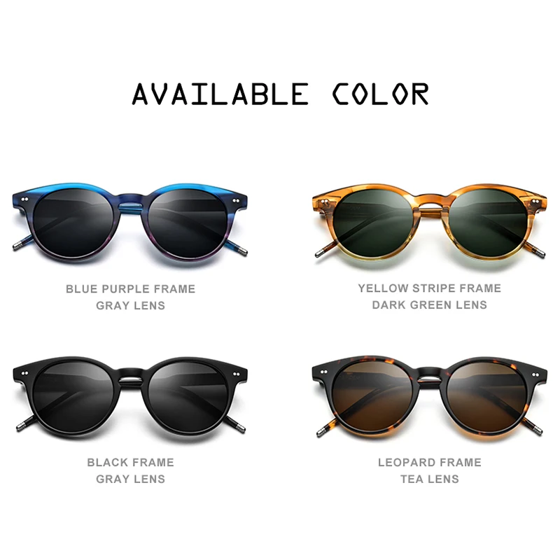 HEPIDEM Acetat Polarizirana sončna Očala Ženske 2020 Nova blagovna Znamka Oblikovalca Visoke Kakovosti Vintage Okrogla sončna Očala za Moške UV400 9127