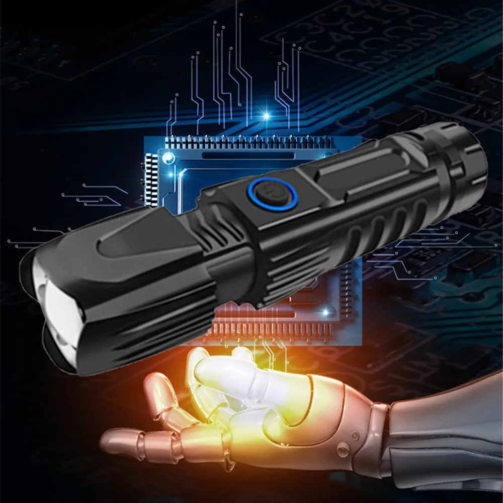 High power Zoom LED svetilka xhp-90 podpira USB za polnjenje vhodnih in izhodnih z peresom, varnost kladivo in močno svetlobo svetilka