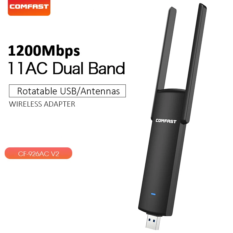 High Speed Wireless 1200mbps Dual band 2,4&5.8 G Wi-fi Dongle AC Omrežno Kartico USB 6dBi Antena Ethernet prost gonilnik Wifi Adapter