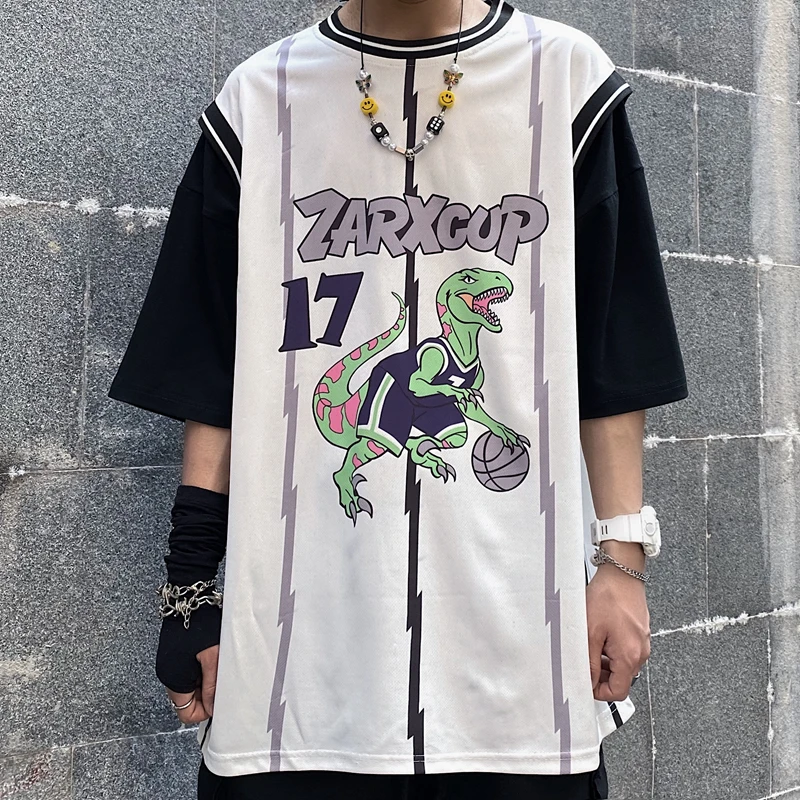 Hip Hop Poletje Vse-tekmo Ponaredek dveh kosov tiskanja priložnostne majice Mozaik Hit barve Punk Stil oblačila visoke kakovosti Harajuku vrh