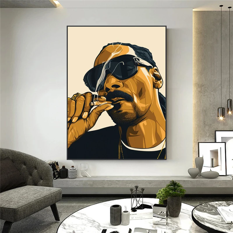 Hip Hop Rap Pevec Kajenje Snoop Dogg Slika Umetnosti Plakatov Tiska na Platno Stenske Slike za Dnevni Sobi Doma Steno Cuadros Dekor