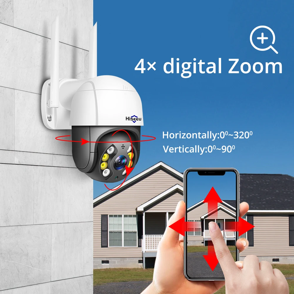 Hiseeu 3MP PTZ WIFI Kamera na Prostem 1536P 1080P 4X Digitalni Zoom Speed Dome IP Kamere, Avdio P2P Onvif Omrežja CCTV Nadzor