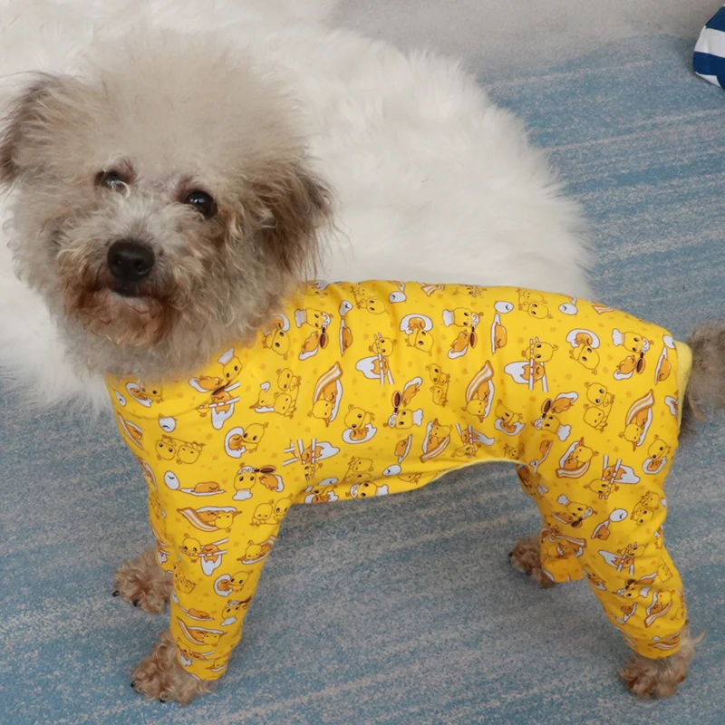 Hišni Pes Jumpsuit Tanke Psiček Obleko Bombaž Tiskanih Obleke Za Majhne Pse Stretchy Pižamo Chihuahua Pudelj Dno Majica