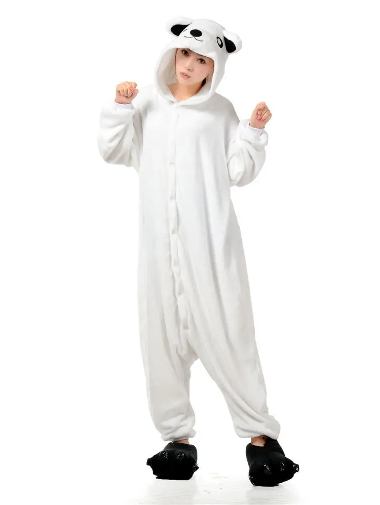 HKSNG Odraslih Pozimi Cartoon Živali Bela Polar Bear Kigu Onesies Božič Dekleta Pižame Pižamo Kostum Splošno O Prodaji Kigu