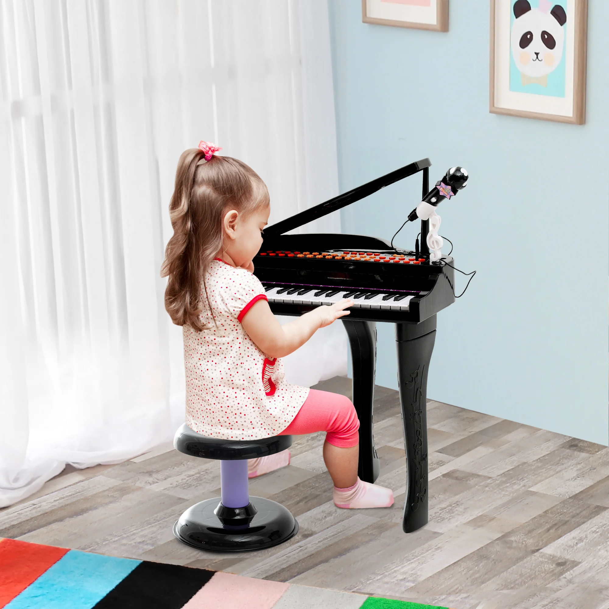HOMCOM elektronsko igračo Klavir tipkovnico s 37 tipke Klavirja otrok glasbeno izobraževanje instrument Črna