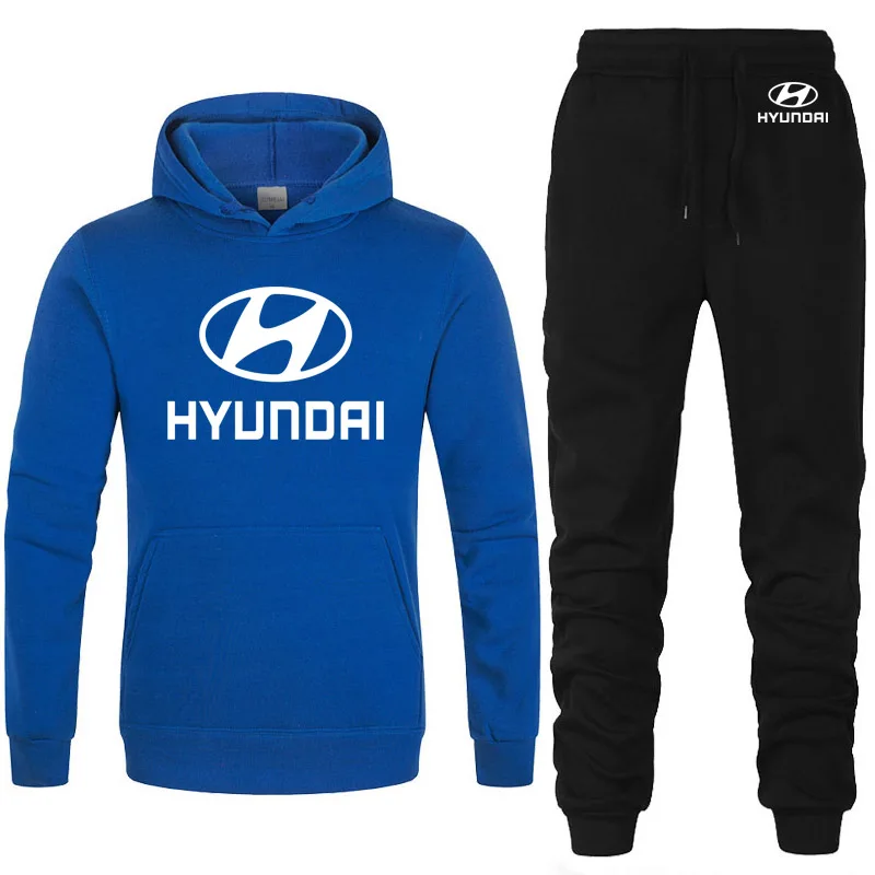 Hoodies Moških HYUNDAI Avto Logotip, ki je Natisnjena unisex Majica Fashion Moški pulover s kapuco hip hop harajuku Priložnostne Runo Kapuco in Hlače Obleko 2Pcs