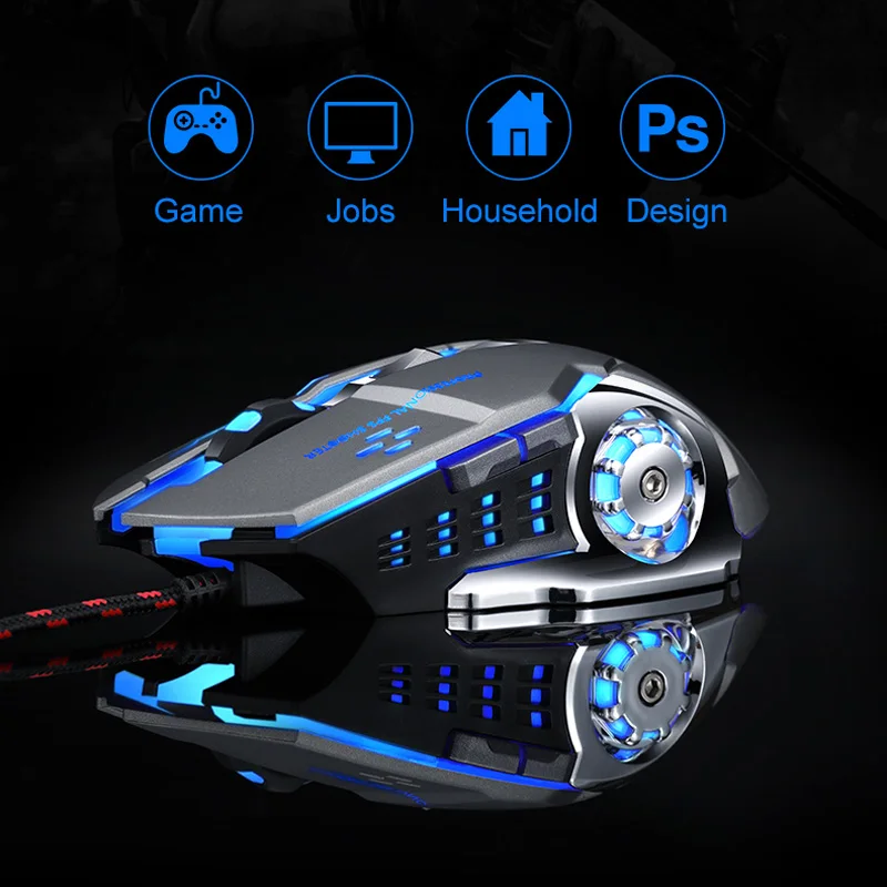 HOTSALE V6 USB Žična Gaming Miška Programabilni 6 Gumbe 3200DPI Nastavljiv Optični Računalniške Igre Miši Tiho Tipke LED Osvetlitvijo